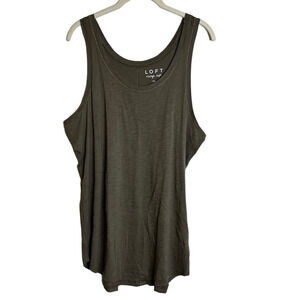 Loft Vintage Soft Womens Tank Top Large Olive Green Gold Metallic Trim Layering
